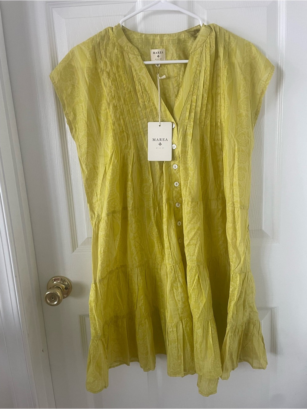 Marea Yellow Tiered V-Neck Mini Dress